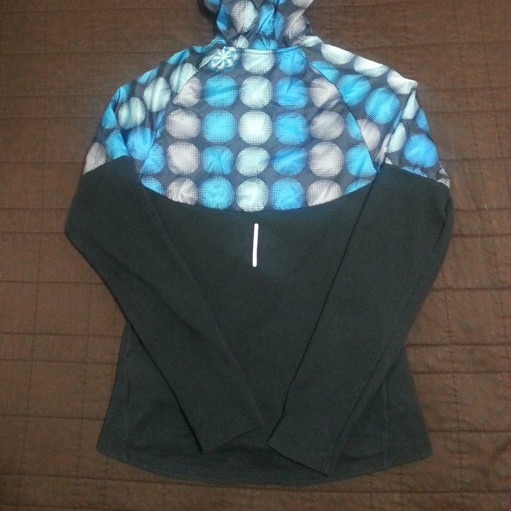 Nike Jacket Windrbreaker Running Dri Fit Hooded Women's Small Black Blue - Picture 8 of 12